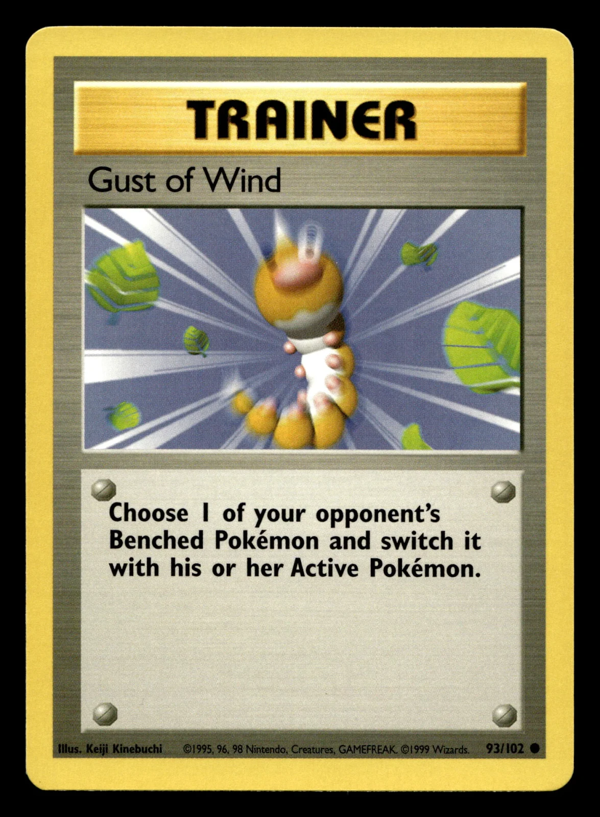 Voorkant Gust of Wind 93/102 uit Base Set Common Near Mint - conditie Pokémon kaart productfoto