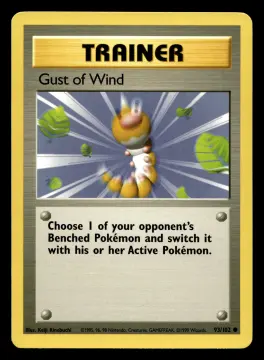 Voorkant Gust of Wind 93/102 uit Base Set Common Near Mint - conditie Pokémon kaart productfoto