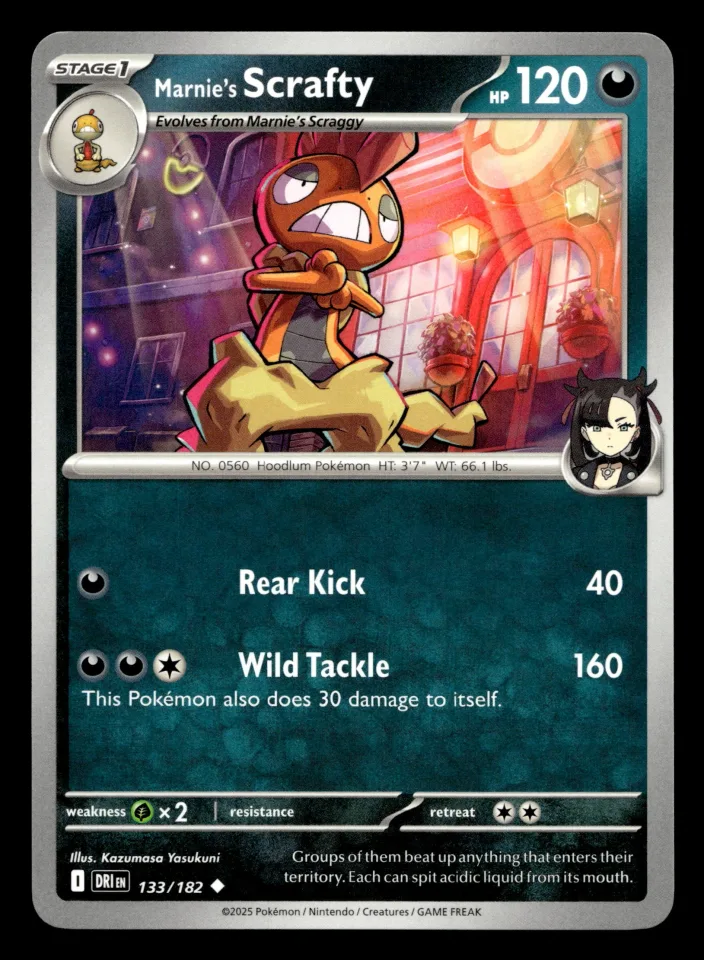 Marnie's Scrafty #133 uit Destined Rivals Uncommon Near Mint conditie productfoto
