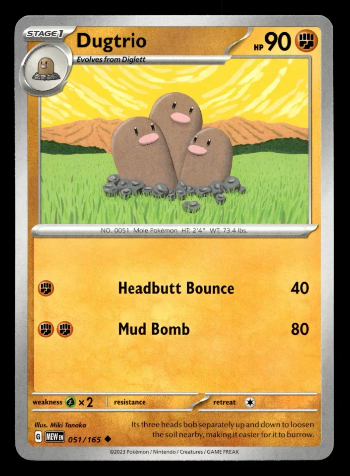 Dugtrio #51 uit 151 Uncommon Near Mint conditie productfoto