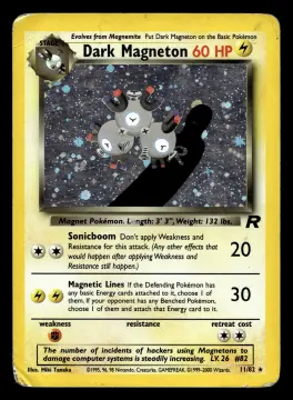 Voorkant Dark Magneton 11/82 uit Team Rocket Rare Holo Played conditie Pokémon kaart productfoto