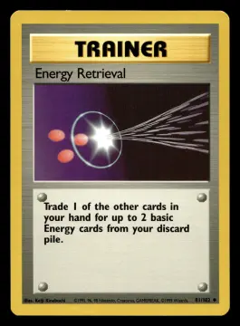 Voorkant Energy Retrieval 81/102 uit Base Set Uncommon Near Mint conditie Pokémon kaart productfoto NM 1/2