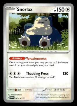 Voorkant Snorlax 143/165 uit 151 Uncommon Near Mint conditie Pokémon kaart productfoto