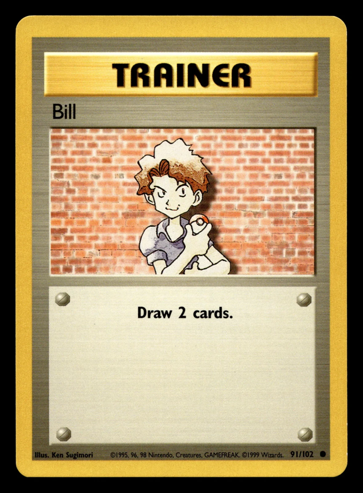 Voorkant Bill 91/102 uit Base Set Common Near Mint conditie Pokémon kaart productfoto NM 1/3