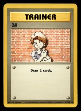 Voorkant Bill 91/102 uit Base Set Common Near Mint conditie Pokémon kaart productfoto NM 1/3