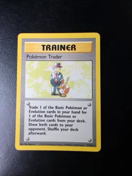 Voorkant Pokémon Trader 77/102 uit Base Set Rare Near Mint conditie Pokémon kaart productfoto NM 3/3