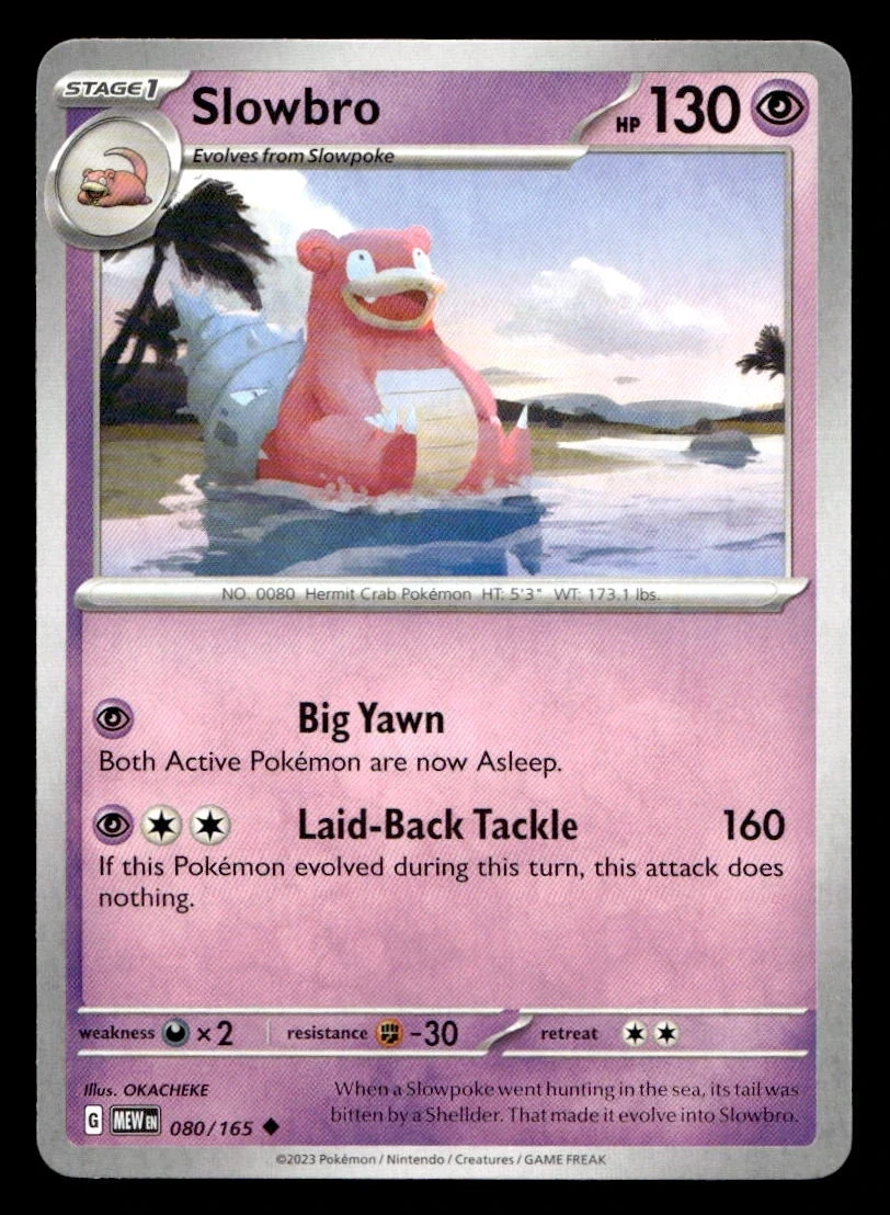 Voorkant Slowbro 80/165 uit 151 Uncommon Near Mint conditie Pokémon kaart productfoto