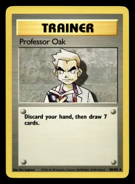 Voorkant Professor Oak 88/102 uit Base Set Uncommon Near Mint - conditie Pokémon kaart productfoto NM- 3/3