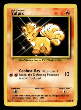 Voorkant Vulpix 68/102 uit Base Set Common Near Mint conditie Pokémon kaart productfoto NM 2/2