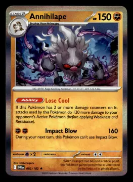 Voorkant Annihilape 92/182 uit Destined Rivals Rare Near Mint conditie Pokémon kaart productfoto