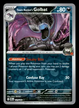 Voorkant Team Rocket's Golbat 121/182 uit Destined Rivals Uncommon Near Mint conditie Pokémon kaart productfoto