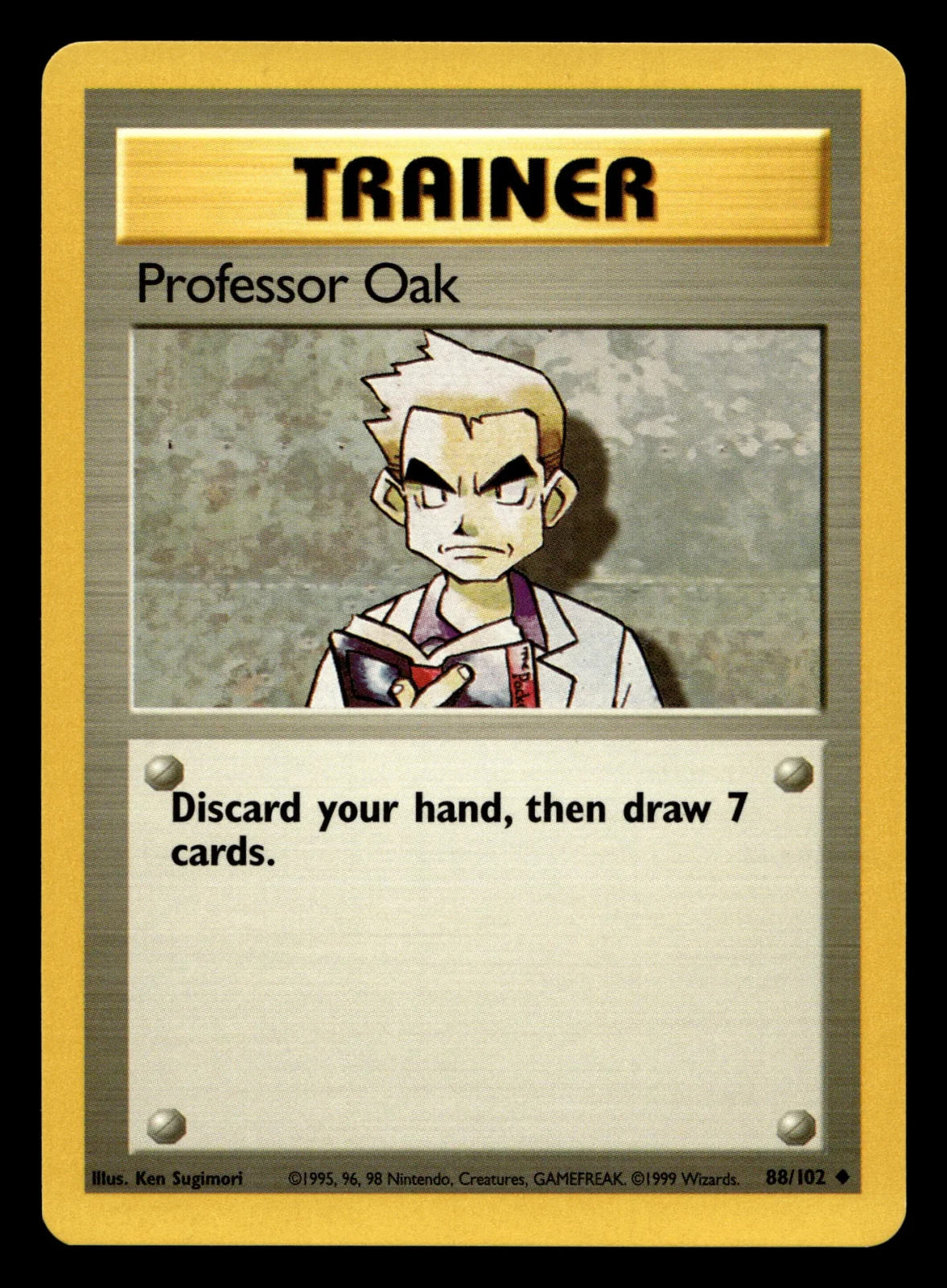 Voorkant Professor Oak 88/102 uit Base Set Uncommon Near Mint conditie Pokémon kaart productfoto NM 2/2