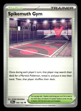 Voorkant Spikemuth Gym 169/182 uit Destined Rivals Uncommon Near Mint conditie Pokémon kaart productfoto