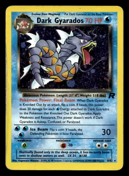 Voorkant Dark Gyarados 8/82 uit Team Rocket Rare Holo Played conditie Pokémon kaart productfoto