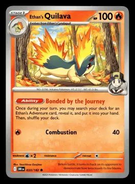 Voorkant Ethan's Quilava 33/182 uit Destined Rivals Common Near Mint conditie Pokémon kaart productfoto