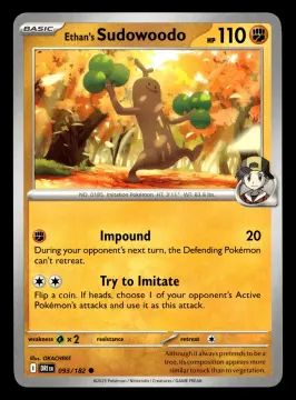 Voorkant Ethan's Sudowoodo 93/182 uit Destined Rivals Common Near Mint conditie Pokémon kaart productfoto