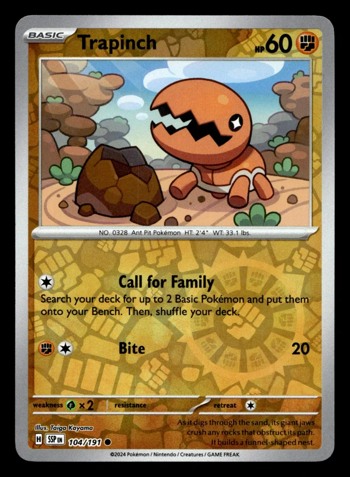 Trapinch #104 uit Surging Sparks Common Near Mint conditie productfoto