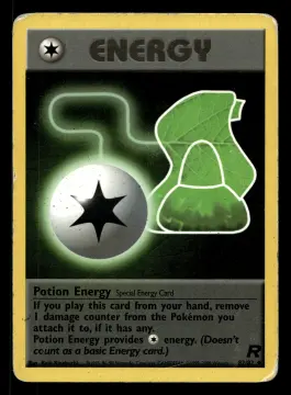 Voorkant Potion Energy 82/82 uit Team Rocket Uncommon Played conditie Pokémon kaart productfoto