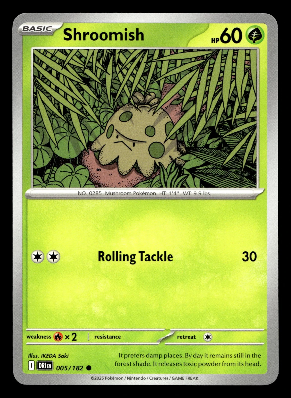 Voorkant Shroomish 5/182 uit Destined Rivals Common Near Mint conditie Pokémon kaart productfoto