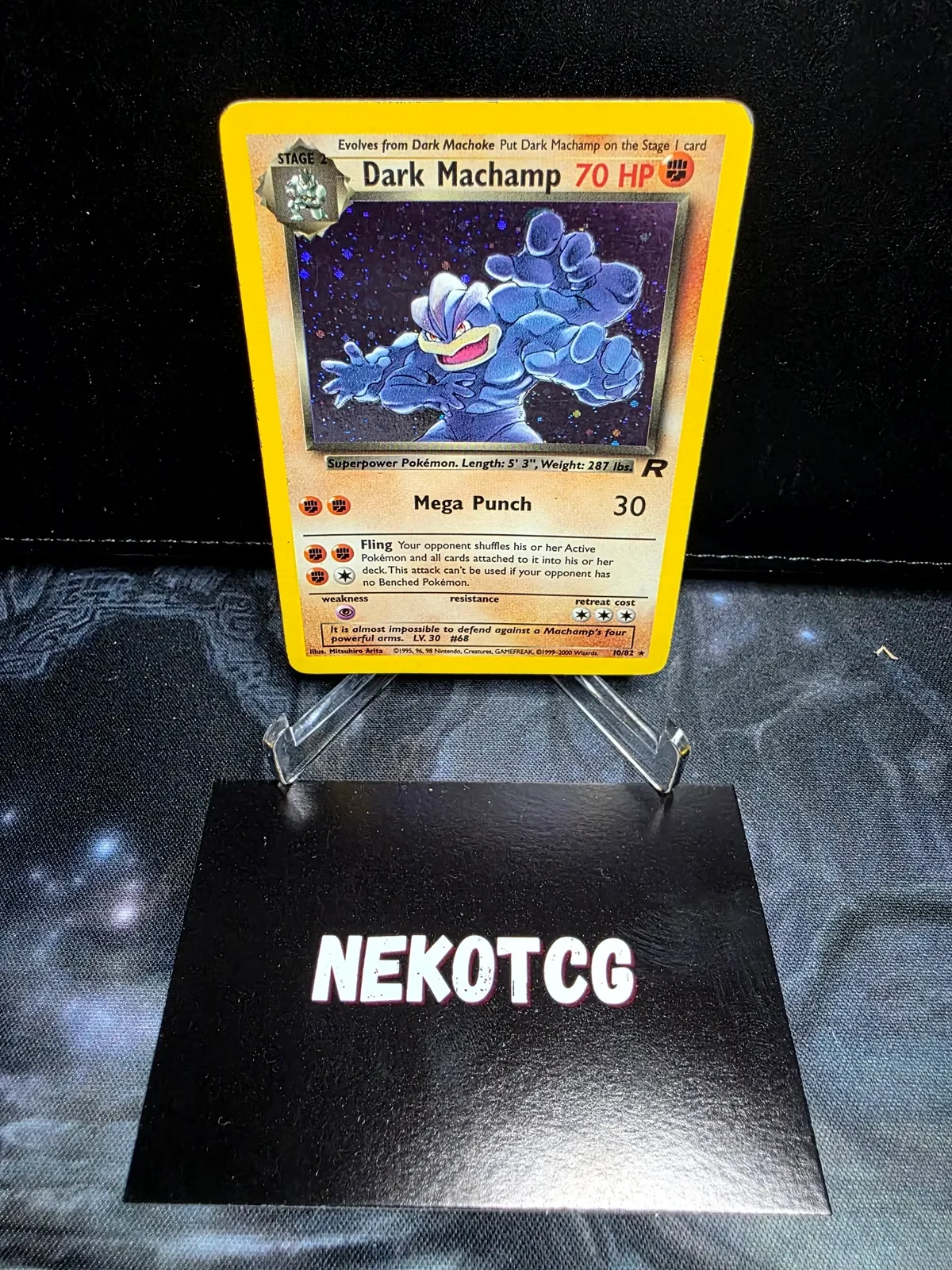 Referentieafbeelding Dark Machamp 10/82 uit Team Rocket Rare Holo Good conditie Pokémon kaart productfoto
