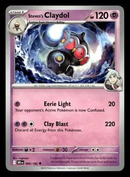 Voorkant Steven's Claydol 84/182 uit Destined Rivals Uncommon Near Mint conditie Pokémon kaart productfoto