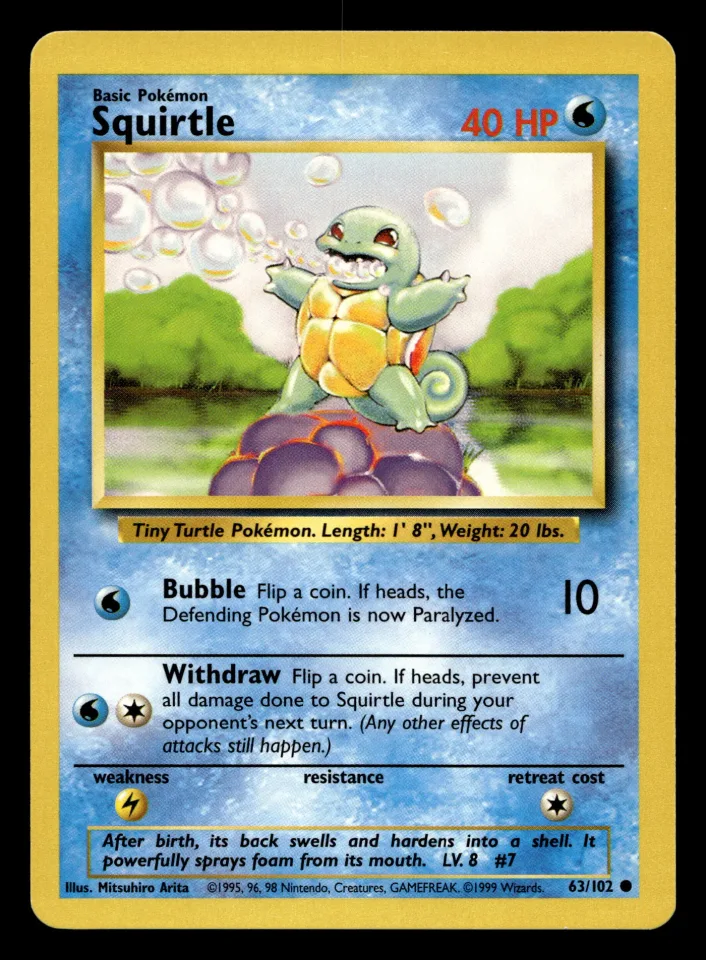 Squirtle #63 uit Base Set Common Near Mint conditie productfoto
