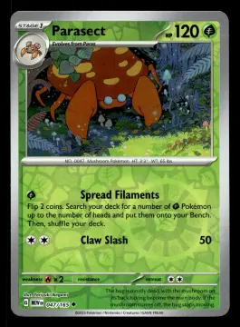 Voorkant Parasect 47/165 uit 151 Uncommon Near Mint conditie Pokémon kaart productfoto