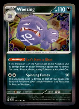 Voorkant Weezing 110/165 uit 151 Rare Near Mint conditie Pokémon kaart productfoto