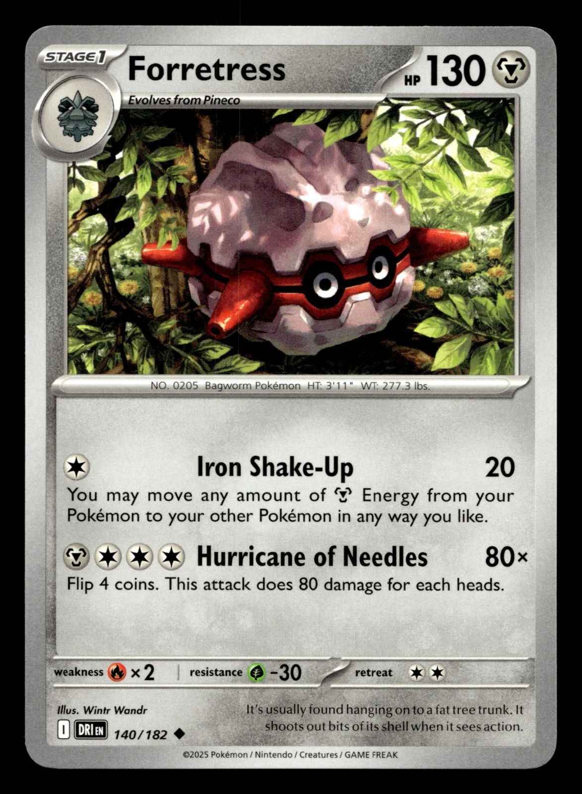 Voorkant Forretress 140/182 uit Destined Rivals Uncommon Near Mint conditie Pokémon kaart productfoto