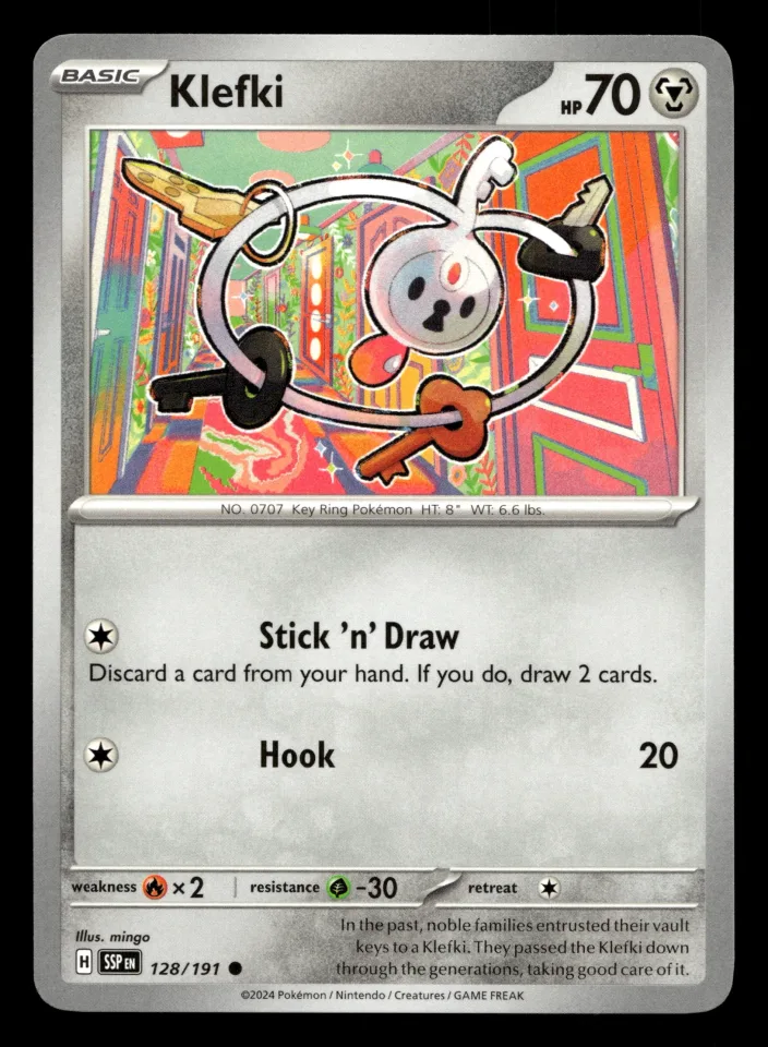 Klefki #128 uit Surging Sparks Common Near Mint conditie productfoto