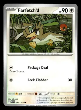 Voorkant Farfetch'd 83/165 uit 151 Common Near Mint conditie Pokémon kaart productfoto