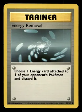 Voorkant Energy Removal 92/102 uit Base Set Common Near Mint - conditie Pokémon kaart productfoto NM- 1/3