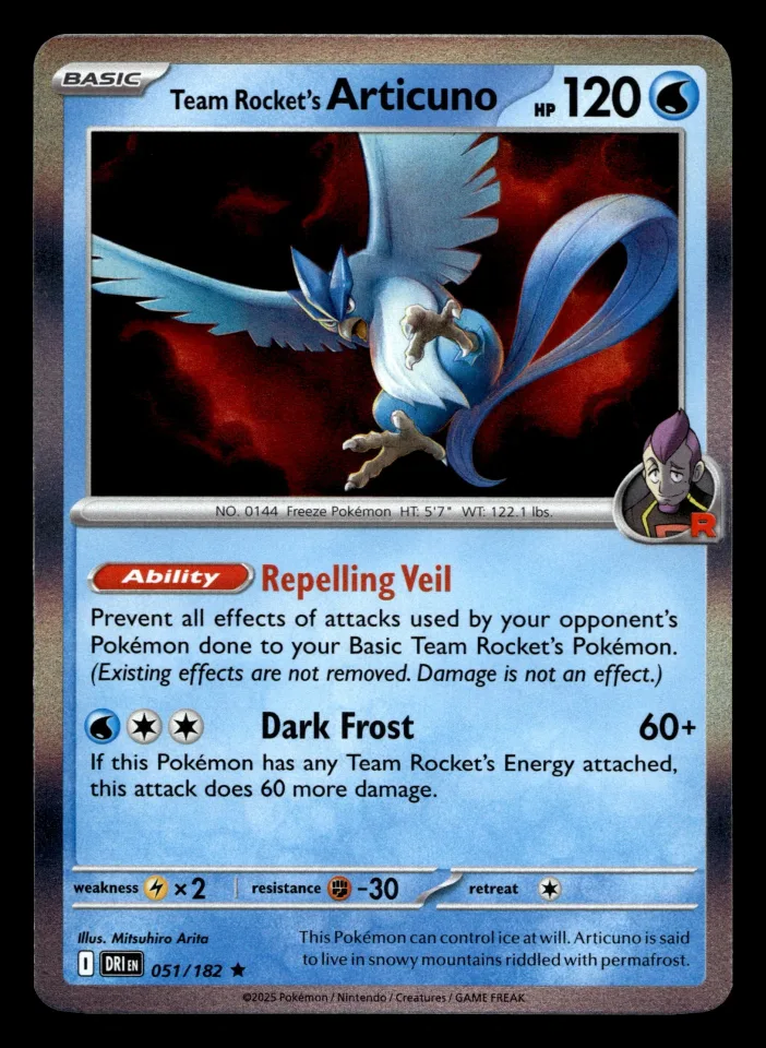 Team Rocket's Articuno #51 uit Destined Rivals Rare Near Mint conditie productfoto