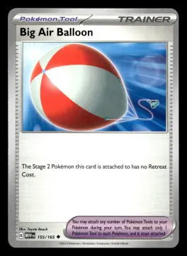 Voorkant Big Air Balloon 155/165 uit 151 Uncommon Near Mint conditie Pokémon kaart productfoto
