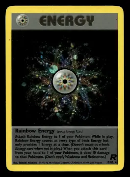 Voorkant Rainbow Energy 17/82 uit Team Rocket Rare Holo Light Played conditie Pokémon kaart productfoto