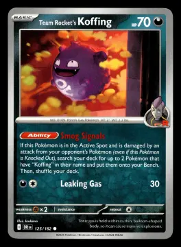 Voorkant Team Rocket's Koffing 125/182 uit Destined Rivals Common Near Mint conditie Pokémon kaart productfoto