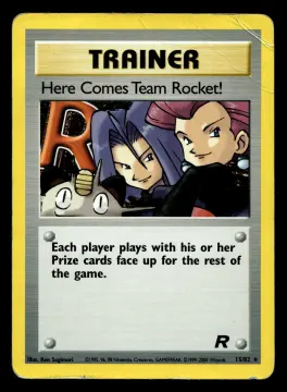 Voorkant Here Comes Team Rocket! 15/82 uit Team Rocket Rare Holo Played conditie Pokémon kaart productfoto