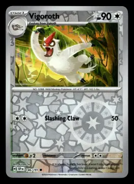 Voorkant Vigoroth 146/191 uit Surging Sparks Common Near Mint conditie Pokémon kaart productfoto