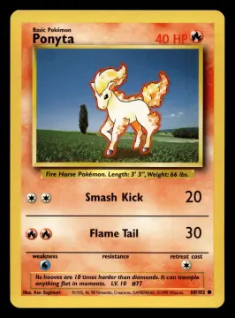 Voorkant Ponyta 60/102 uit Base Set Common Near Mint conditie Pokémon kaart productfoto NM 2/2