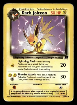 Voorkant Dark Jolteon 38/82 uit Team Rocket Uncommon Played conditie Pokémon kaart productfoto