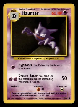 Voorkant Haunter 29/102 uit Base Set Uncommon Near Mint conditie Pokémon kaart productfoto NM 1