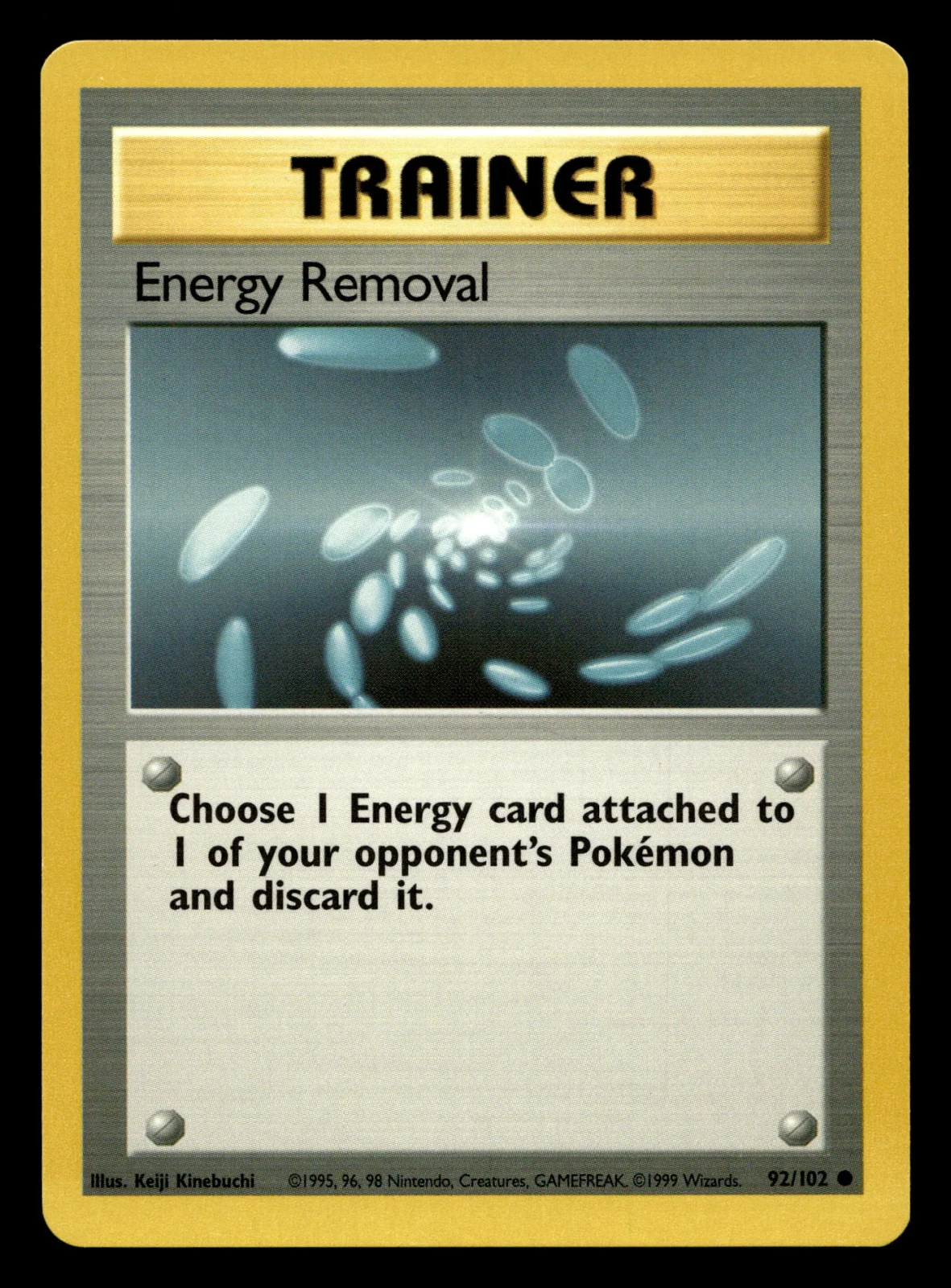 Voorkant Energy Removal 92/102 uit Base Set Common Near Mint - conditie Pokémon kaart productfoto NM- 3/3