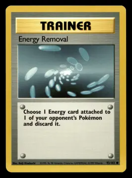 Voorkant Energy Removal 92/102 uit Base Set Common Near Mint - conditie Pokémon kaart productfoto NM- 3/3