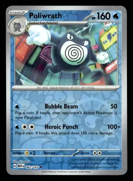 Voorkant Poliwrath 62/165 uit 151 Uncommon Near Mint conditie Pokémon kaart productfoto