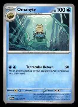 Voorkant Omanyte 138/165 uit 151 Uncommon Near Mint conditie Pokémon kaart productfoto