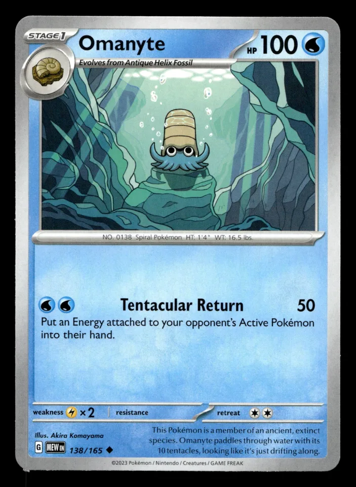 Omanyte #138 uit 151 Uncommon Near Mint conditie productfoto