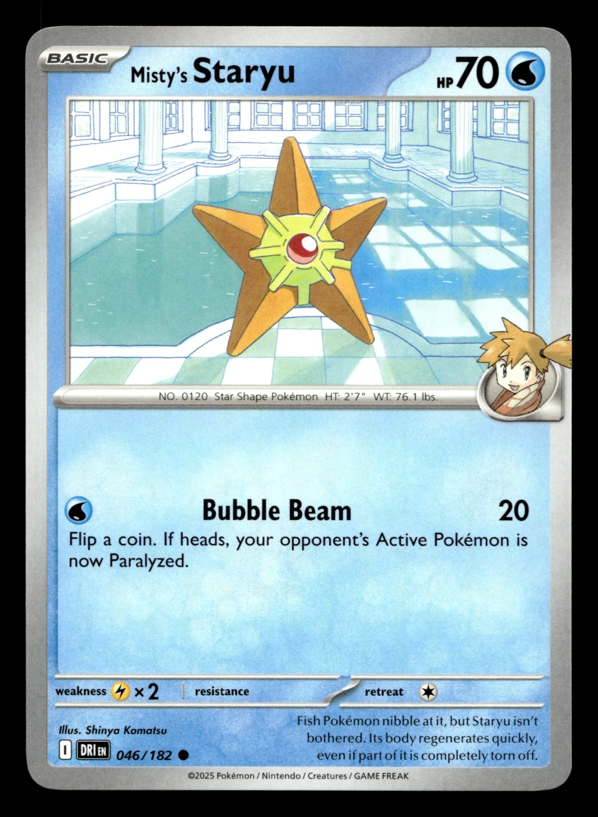 Voorkant Misty's Staryu 46/182 uit Destined Rivals Common Near Mint conditie Pokémon kaart productfoto