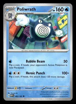 Voorkant Poliwrath 62/165 uit 151 Uncommon Near Mint conditie Pokémon kaart productfoto