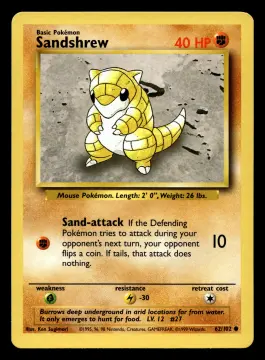 Voorkant Sandshrew 62/102 uit Base Set Common Excellent conditie Pokémon kaart productfoto