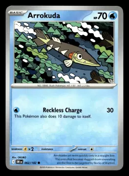 Voorkant Arrokuda 62/182 uit Destined Rivals Common Near Mint conditie Pokémon kaart productfoto